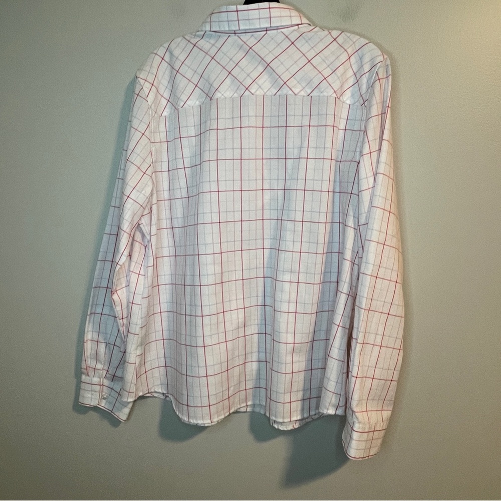 Womens Orvis Large White Pink Checked Blouse Shirt Long Sleeve Vintage - Picture 3 of 6